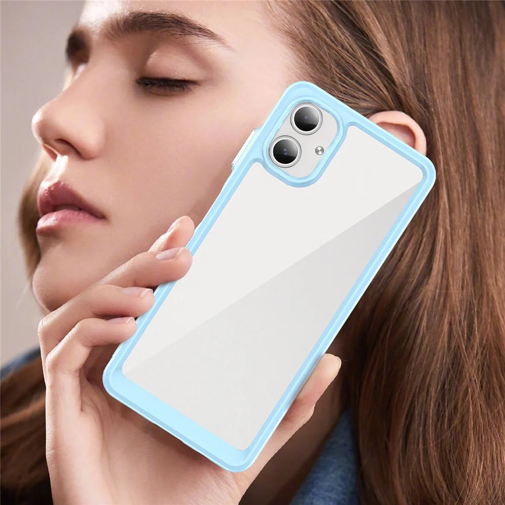For Samsung Galaxy A06 4G Shockproof Case TPU +Acrylic Protective Clear Phone Cover - Blue - 7