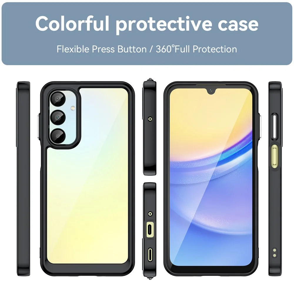 For Samsung Galaxy A16 5G / A16 4G Shockproof Case TPU +Acrylic Protective Clear Phone Cover - Black - 2