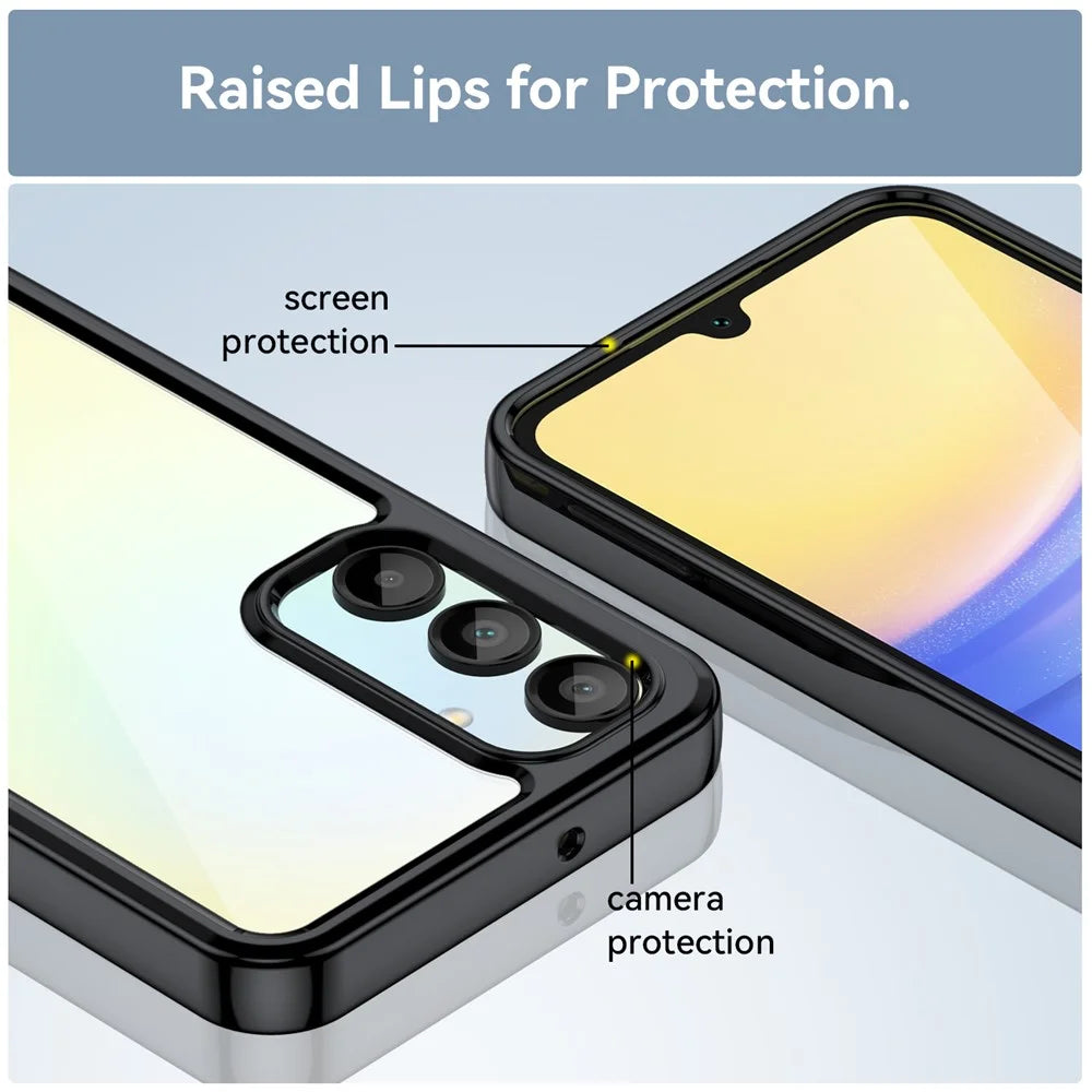 For Samsung Galaxy A16 5G / A16 4G Shockproof Case TPU +Acrylic Protective Clear Phone Cover - Black - 6