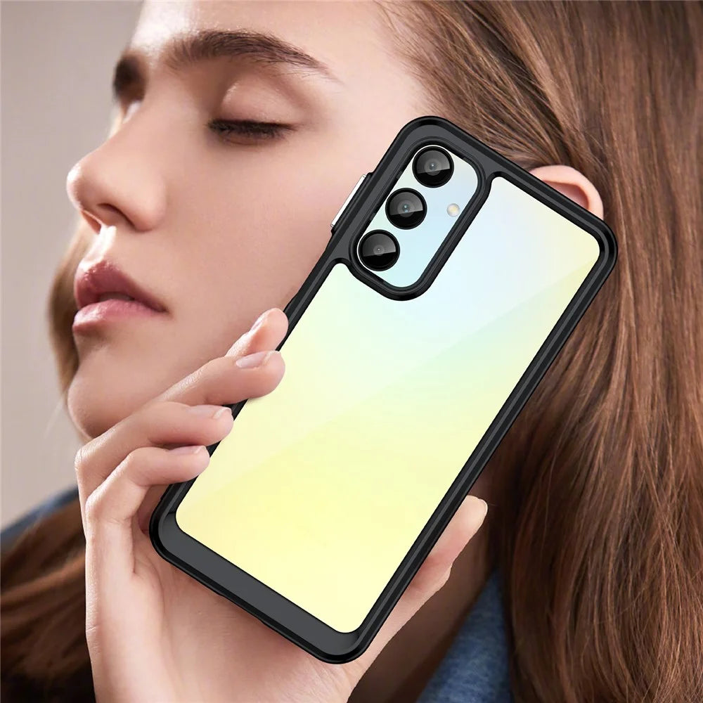For Samsung Galaxy A16 5G / A16 4G Shockproof Case TPU +Acrylic Protective Clear Phone Cover - Black - 7