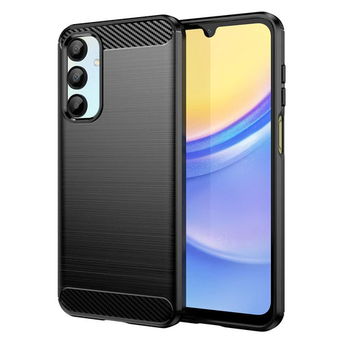 For Samsung Galaxy A16 5G / A16 4G Case Carbon Fiber Texture TPU Brushed Phone Cover - Black - 1