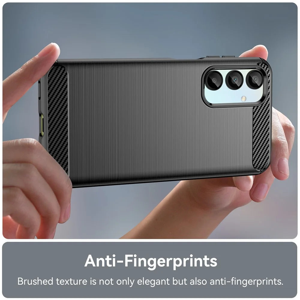 For Samsung Galaxy A16 5G / A16 4G Case Carbon Fiber Texture TPU Brushed Phone Cover - Black - 6