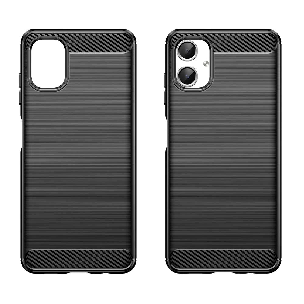 For Samsung Galaxy A06 4G Case Carbon Fiber Texture TPU Brushed Phone Cover - Black - 2