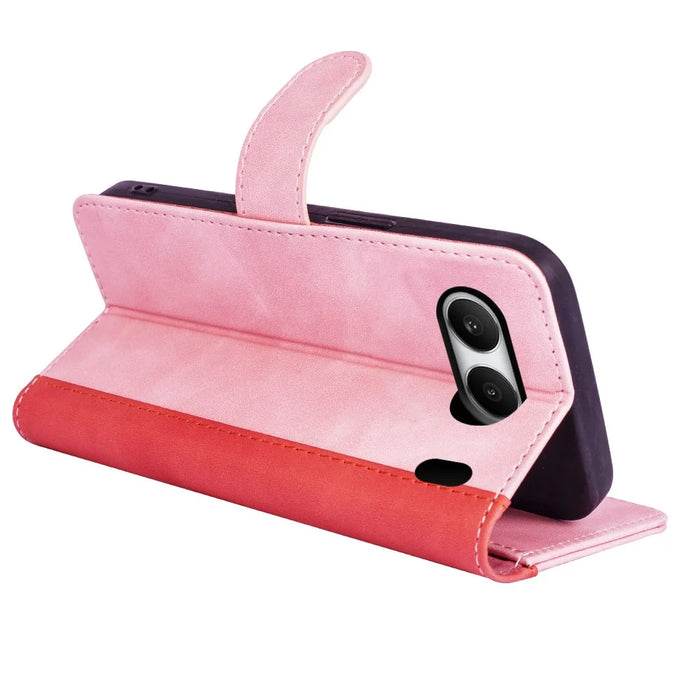 For OnePlus Nord 4 Wallet Case Leather Phone Cover Splicing Color - Pink - 3