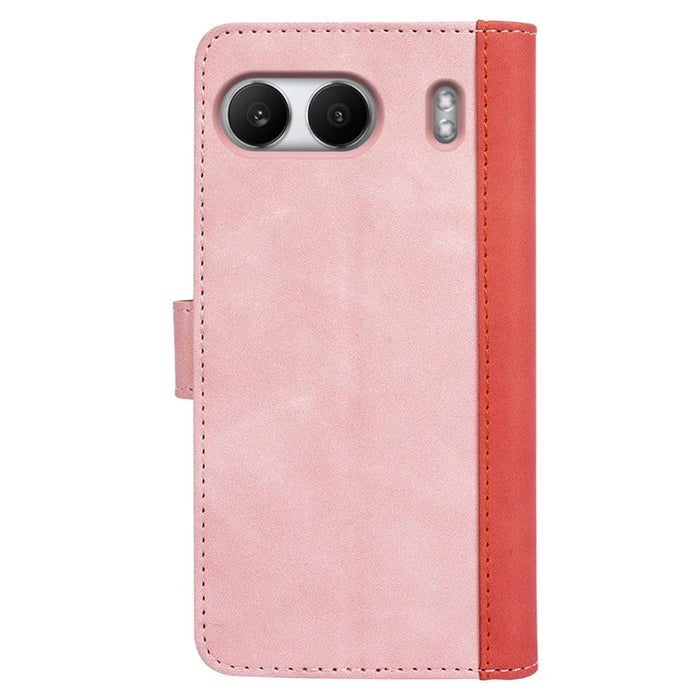 For OnePlus Nord 4 Wallet Case Leather Phone Cover Splicing Color - Pink - 7