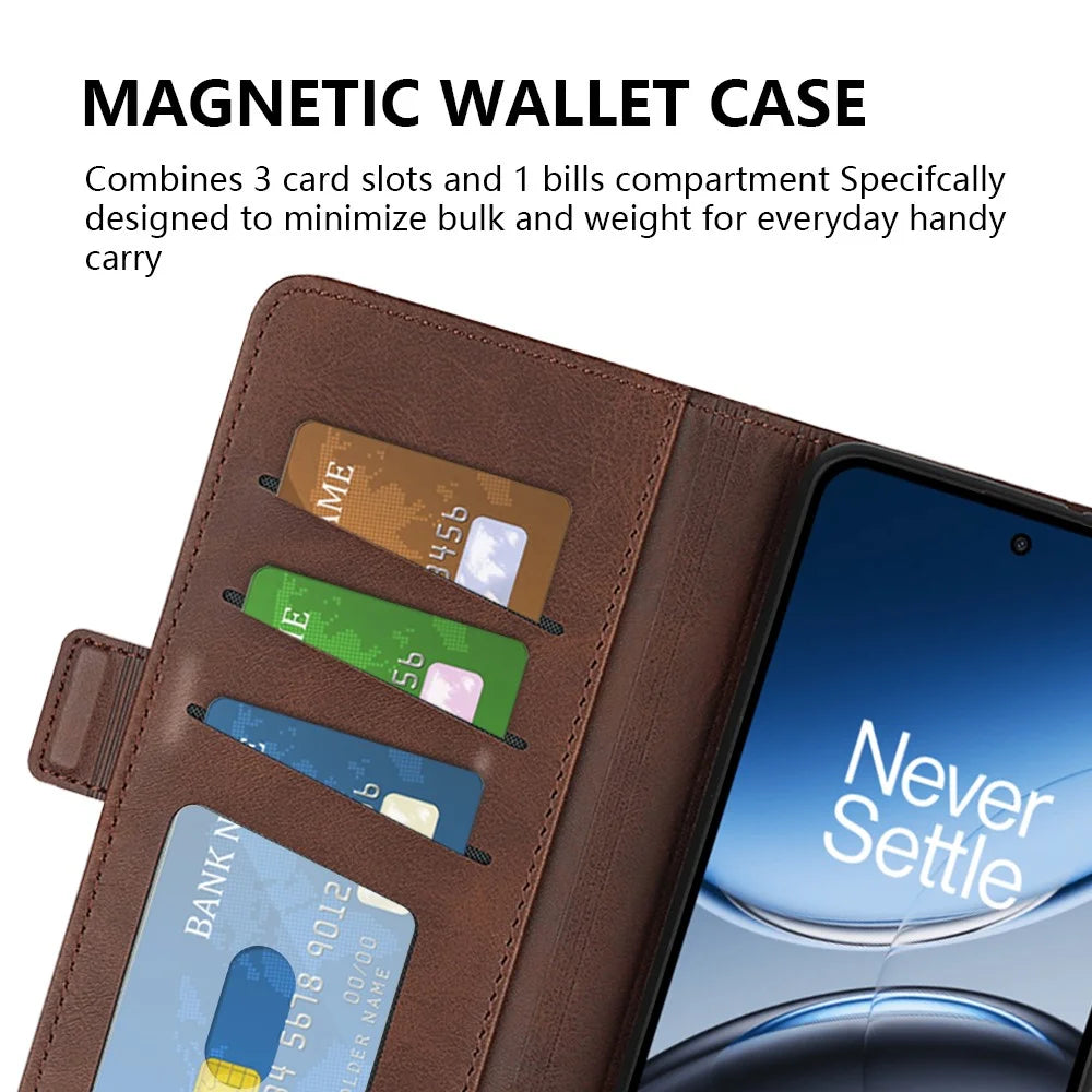 For OnePlus Nord 4 Stand Case Calf Texture Leather Wallet Phone Cover - Brown - 4