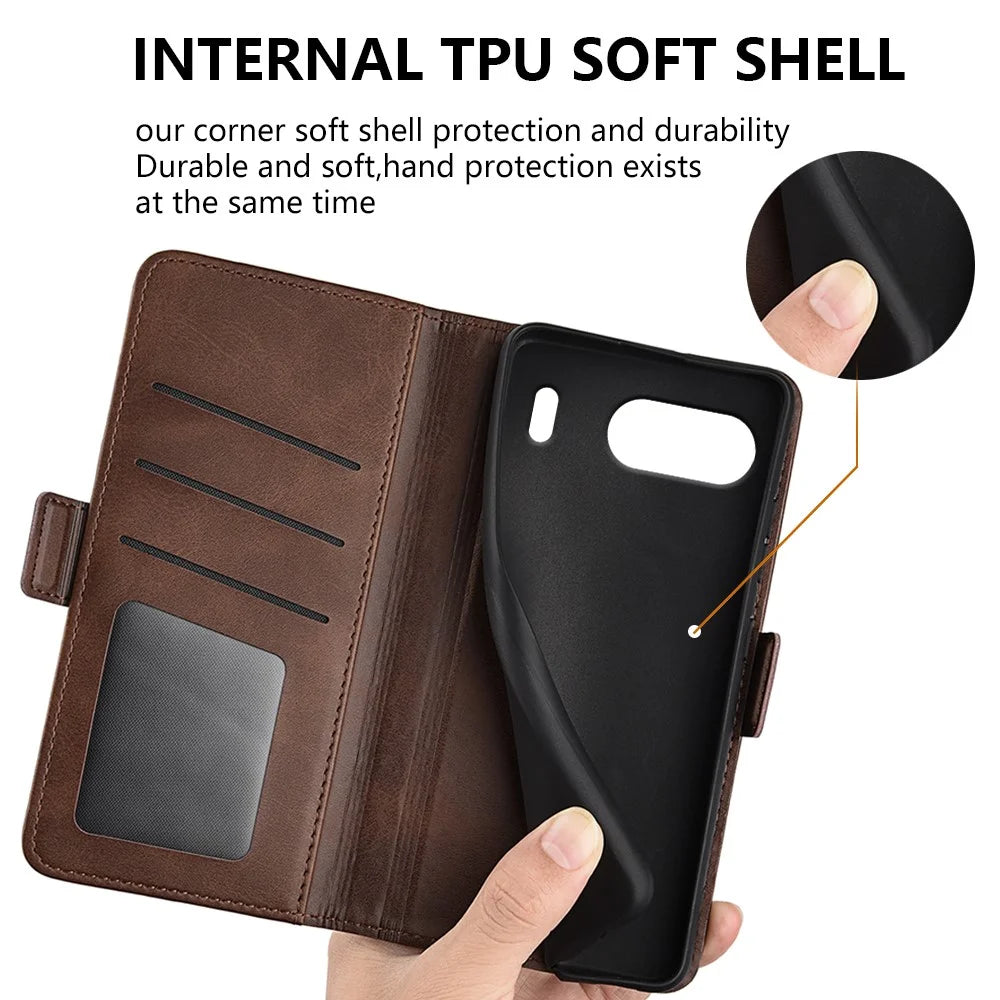 For OnePlus Nord 4 Stand Case Calf Texture Leather Wallet Phone Cover - Brown - 5