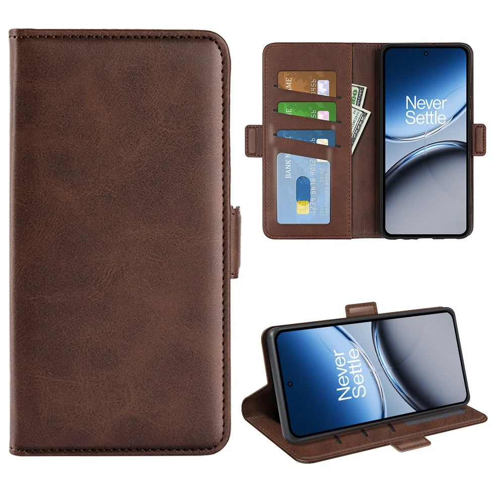 For OnePlus Nord 4 Stand Case Calf Texture Leather Wallet Phone Cover - Brown - 7