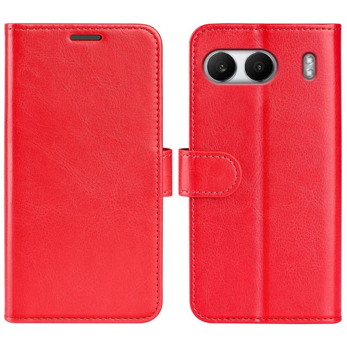 For OnePlus Nord 4 Wallet Case Crazy Horse Texture Stand Leather Phone Cover - Red - 1