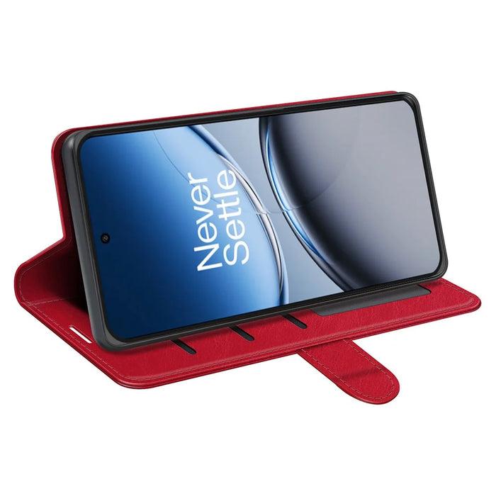 For OnePlus Nord 4 Wallet Case Crazy Horse Texture Stand Leather Phone Cover - Red - 3