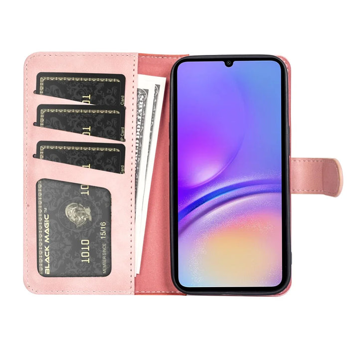 For Samsung Galaxy A06 4G Wallet Case Leather Phone Cover Splicing Color - Pink - 2
