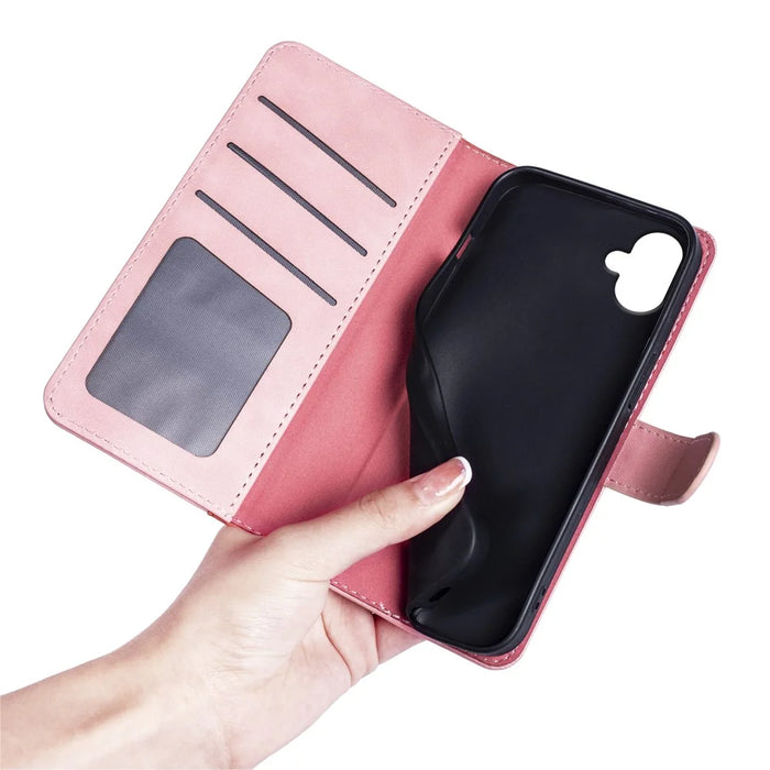 For Samsung Galaxy A06 4G Wallet Case Leather Phone Cover Splicing Color - Pink - 5