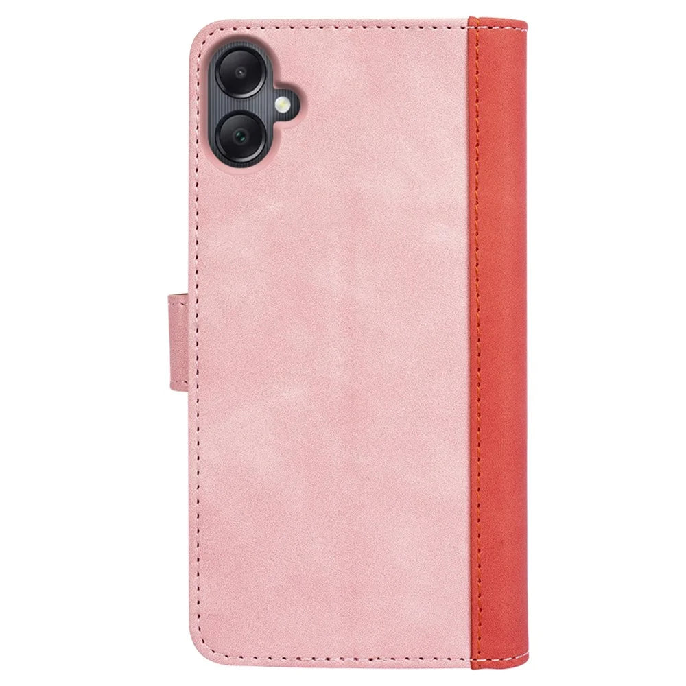 For Samsung Galaxy A06 4G Wallet Case Leather Phone Cover Splicing Color - Pink - 7