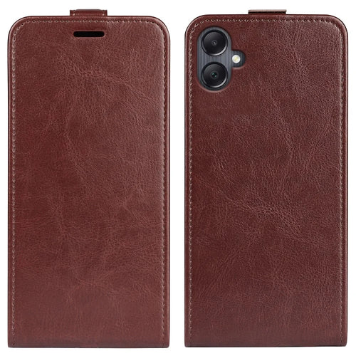 For Samsung Galaxy A06 4G Case with Card Slots Vertical Flip Leather Phone Cover - Brown - 1