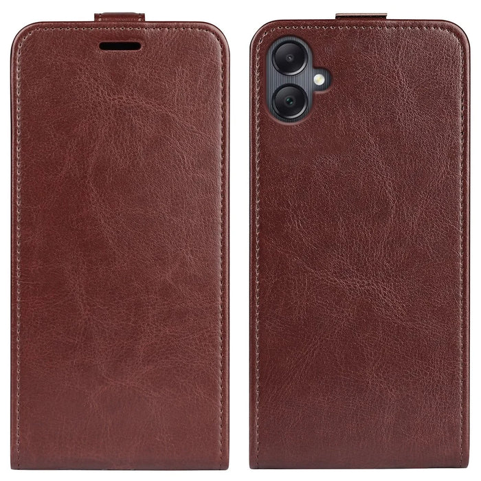 For Samsung Galaxy A06 4G Case with Card Slots Vertical Flip Leather Phone Cover - Brown - 1