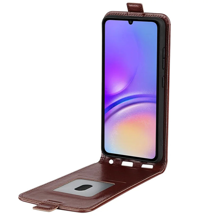 For Samsung Galaxy A06 4G Case with Card Slots Vertical Flip Leather Phone Cover - Brown - 2
