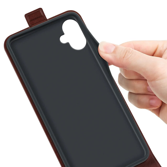 For Samsung Galaxy A06 4G Case with Card Slots Vertical Flip Leather Phone Cover - Brown - 3