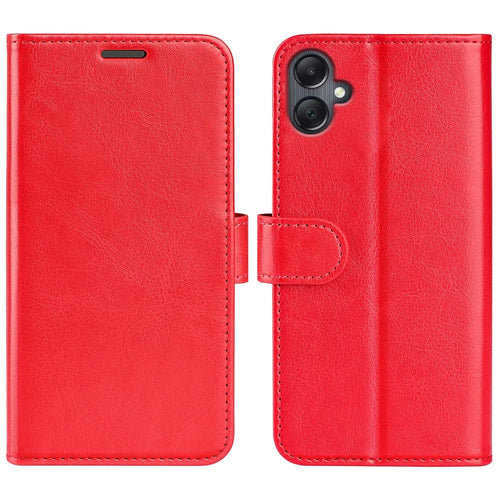 For Samsung Galaxy A06 4G Wallet Case Crazy Horse Texture Stand Leather Phone Cover - Red - 1