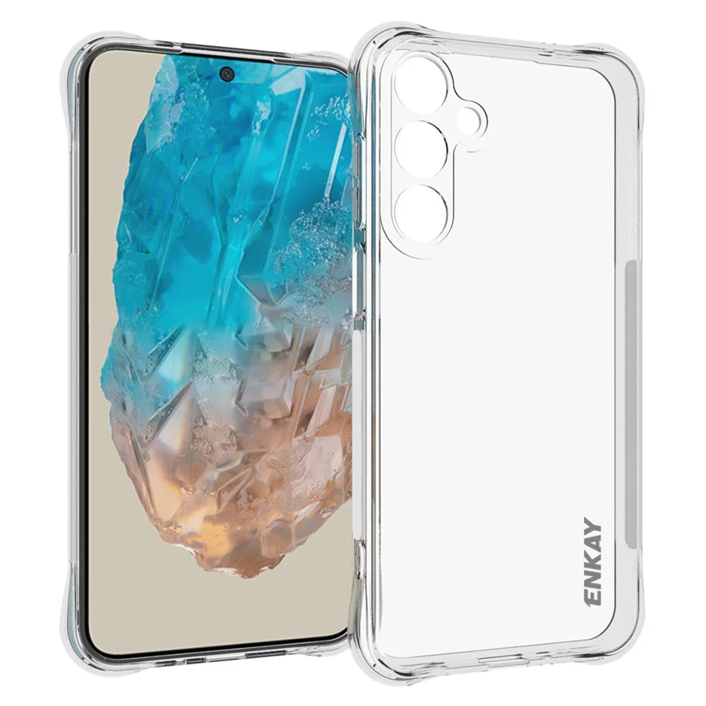ENKAY HAT PRINCE For Samsung Galaxy M35 5G Clear Case TPU Phone Cover Corner Airbag Fall Protection - 1