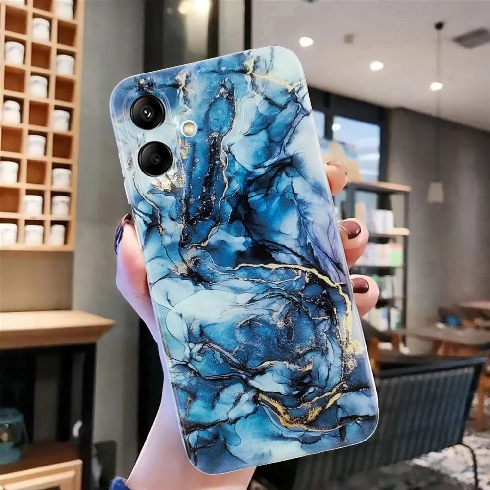 For Samsung Galaxy A06 4G Case Flexible TPU Marble Pattern Phone Cover - Grey - 4