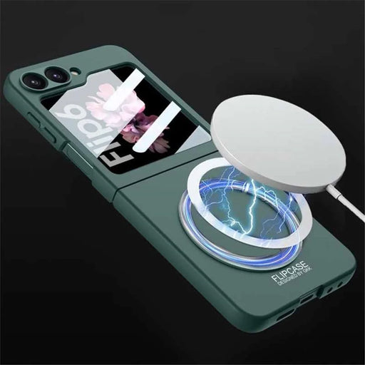 GKK For Samsung Galaxy Z Flip7 FE 5G / Z Flip6 5G Magnetic Case PC Phone Cover with Screen Film - Green - 2