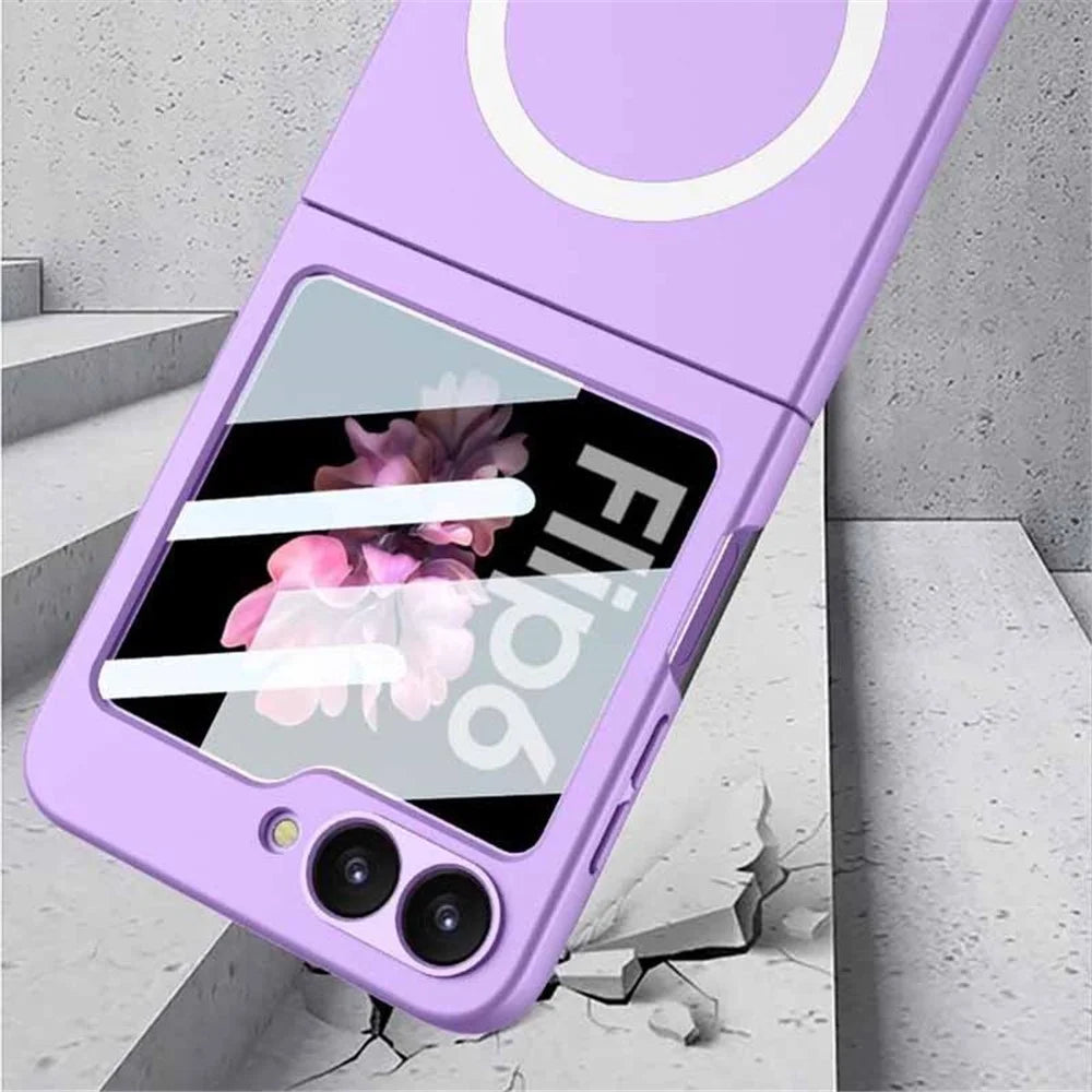 GKK For Samsung Galaxy Z Flip7 FE 5G / Z Flip6 5G Magnetic Case PC Phone Cover with Screen Film - Green - 6