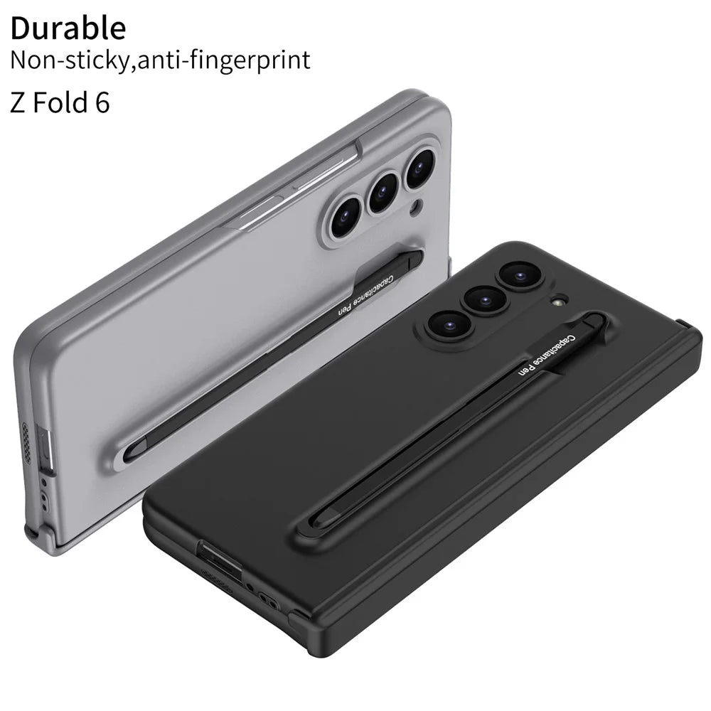 GKK For Samsung Galaxy Z Fold6 5G Case Magnetic Hinge Protector PC Phone Cover with Screen Film, Pencil - Black / Red - 6