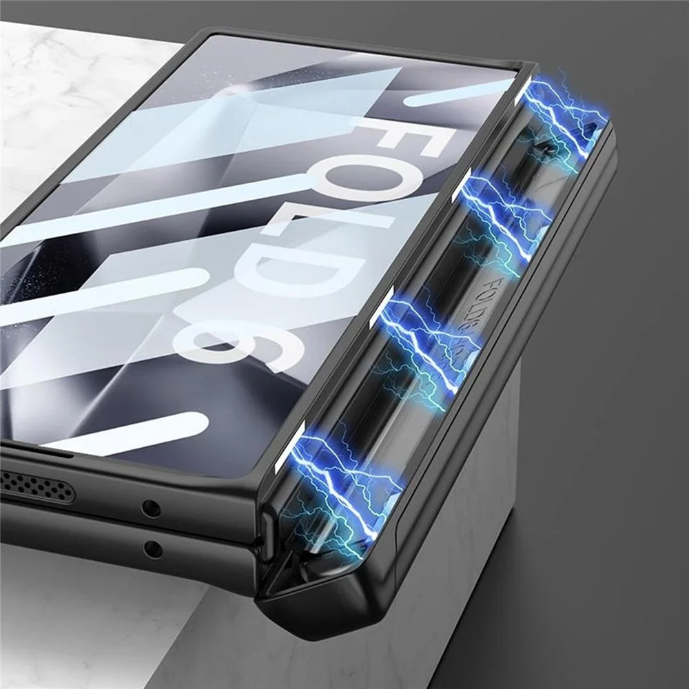 GKK For Samsung Galaxy Z Fold6 5G Case Magnetic Hinge Protection Kickstand PC Phone Cover with Screen Film - Black - 3