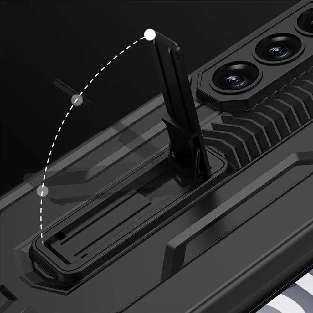 GKK For Samsung Galaxy Z Fold6 5G Case Magnetic Hinge Protection Kickstand PC Phone Cover with Screen Film - Black - 5