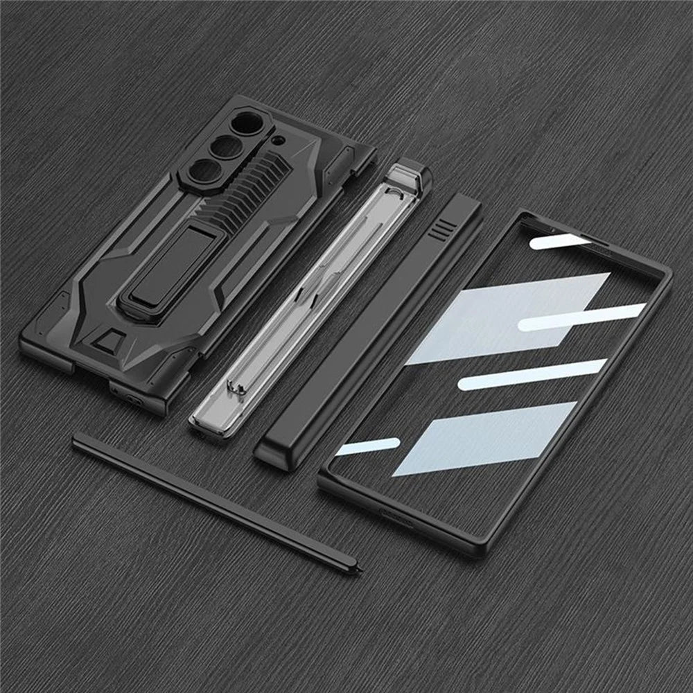 GKK For Samsung Galaxy Z Fold6 5G Case Magnetic Hinge Protection Kickstand PC Phone Cover with Screen Film - Black - 6