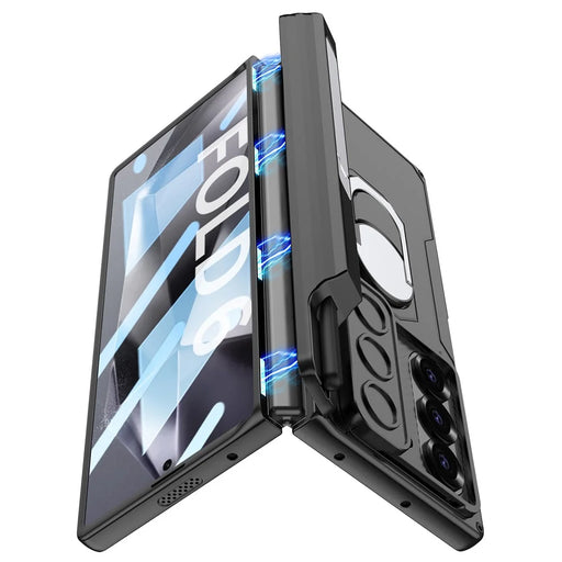 GKK For Samsung Galaxy Z Fold6 5G Kickstand Case Magnetic Hinge Protection PC Phone Cover with Screen Film - Black - 2