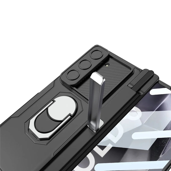GKK For Samsung Galaxy Z Fold6 5G Kickstand Case Magnetic Hinge Protection PC Phone Cover with Screen Film - Black - 3