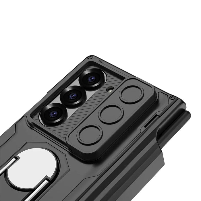 GKK For Samsung Galaxy Z Fold6 5G Kickstand Case Magnetic Hinge Protection PC Phone Cover with Screen Film - Black - 4
