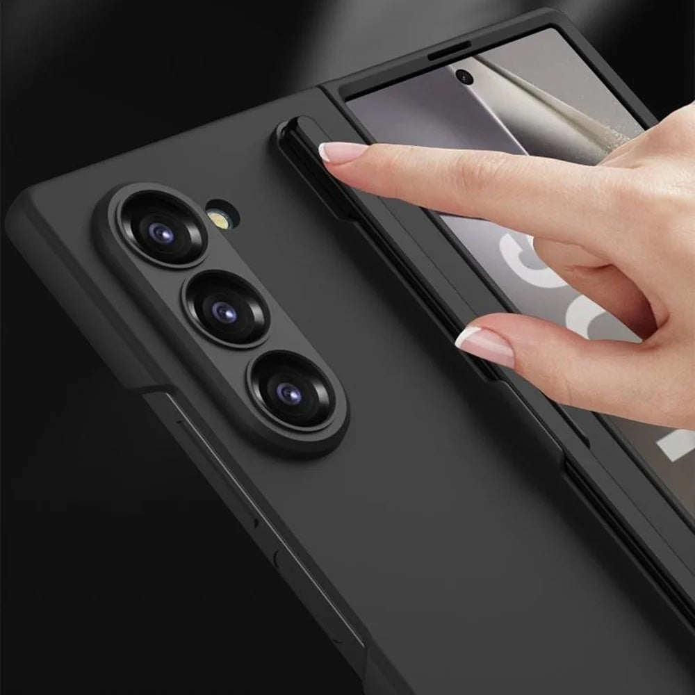 GKK For Samsung Galaxy Z Fold6 5G Case Anti-Drop Pencil Slot PC Phone Cover with Screen Film - Black - 2