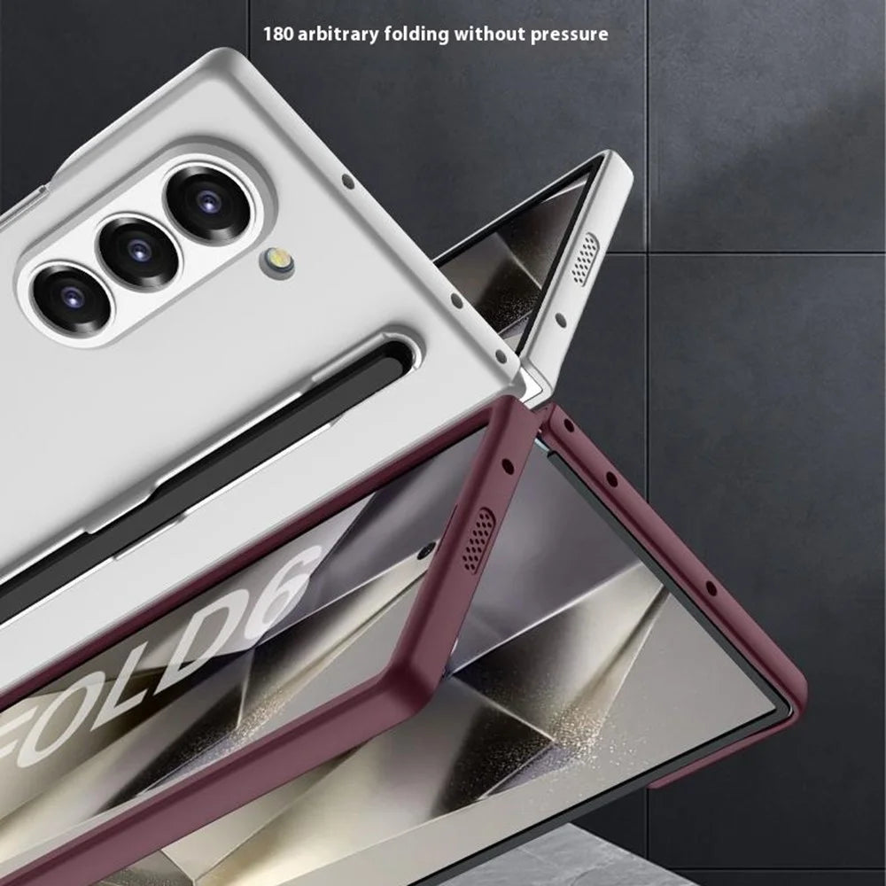 GKK For Samsung Galaxy Z Fold6 5G Case Anti-Drop Pencil Slot PC Phone Cover with Screen Film - Black - 4