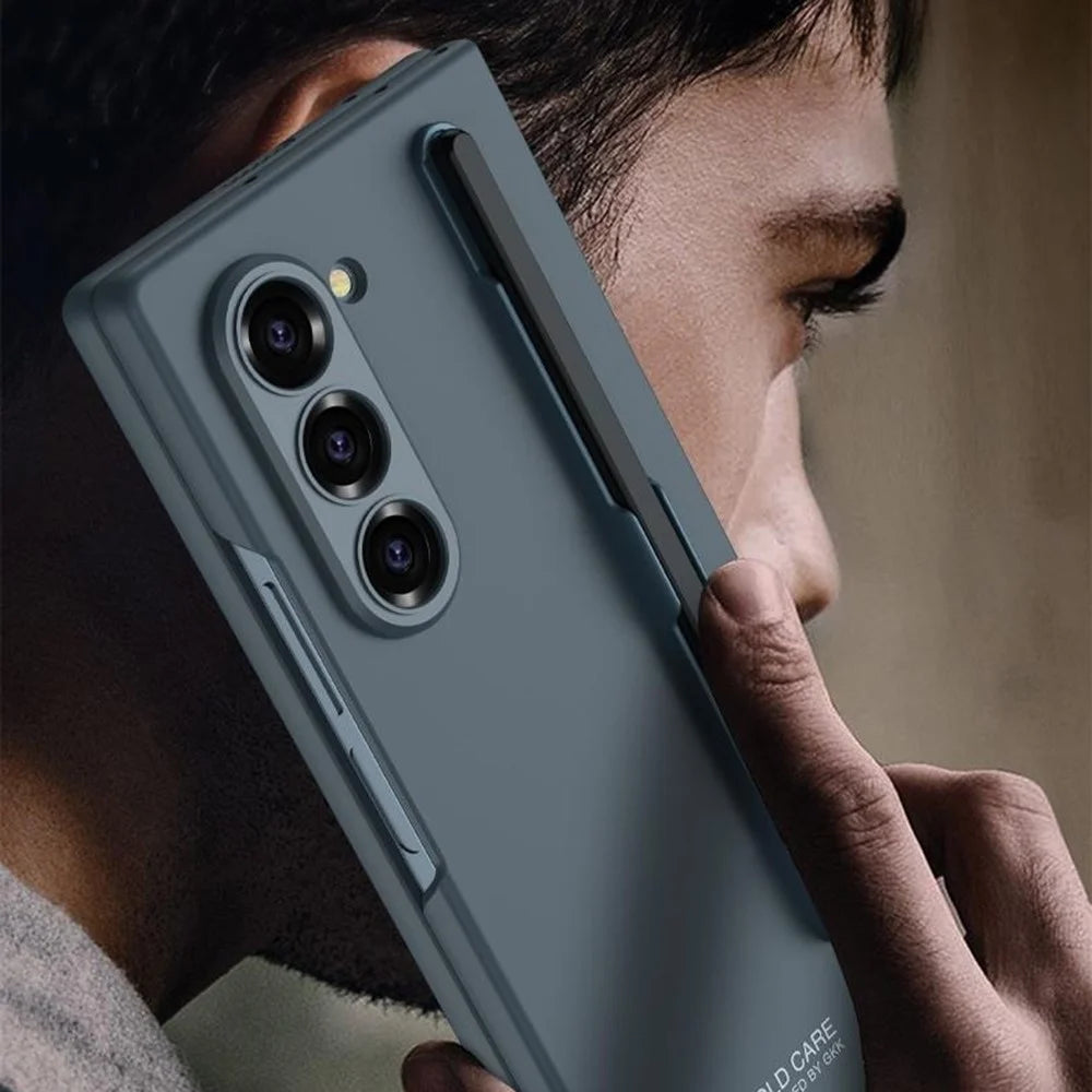 GKK For Samsung Galaxy Z Fold6 5G Case Anti-Drop Pencil Slot PC Phone Cover with Screen Film - Black - 5