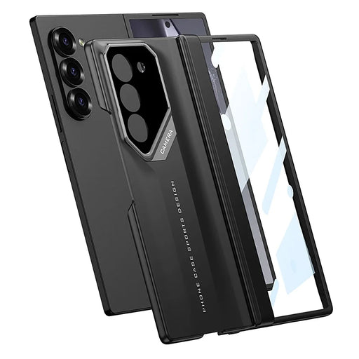 GKK For Samsung Galaxy Z Fold6 5G Case Hinge Protection Shockproof PC Phone Cover with Screen Film - Black - 2
