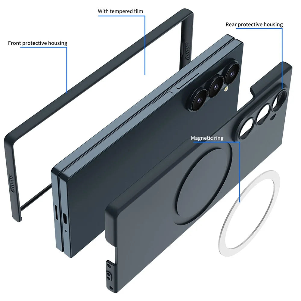 GKK For Samsung Galaxy Z Fold6 5G Magnetic Case PC Phone Cover with Screen Film, Magnetic Kickstand - Black - 5