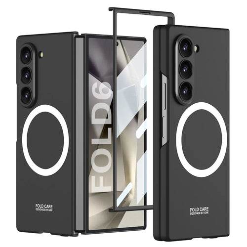 GKK For Samsung Galaxy Z Fold6 5G Magnetic Case PC Phone Cover with Screen Film - Black - 1