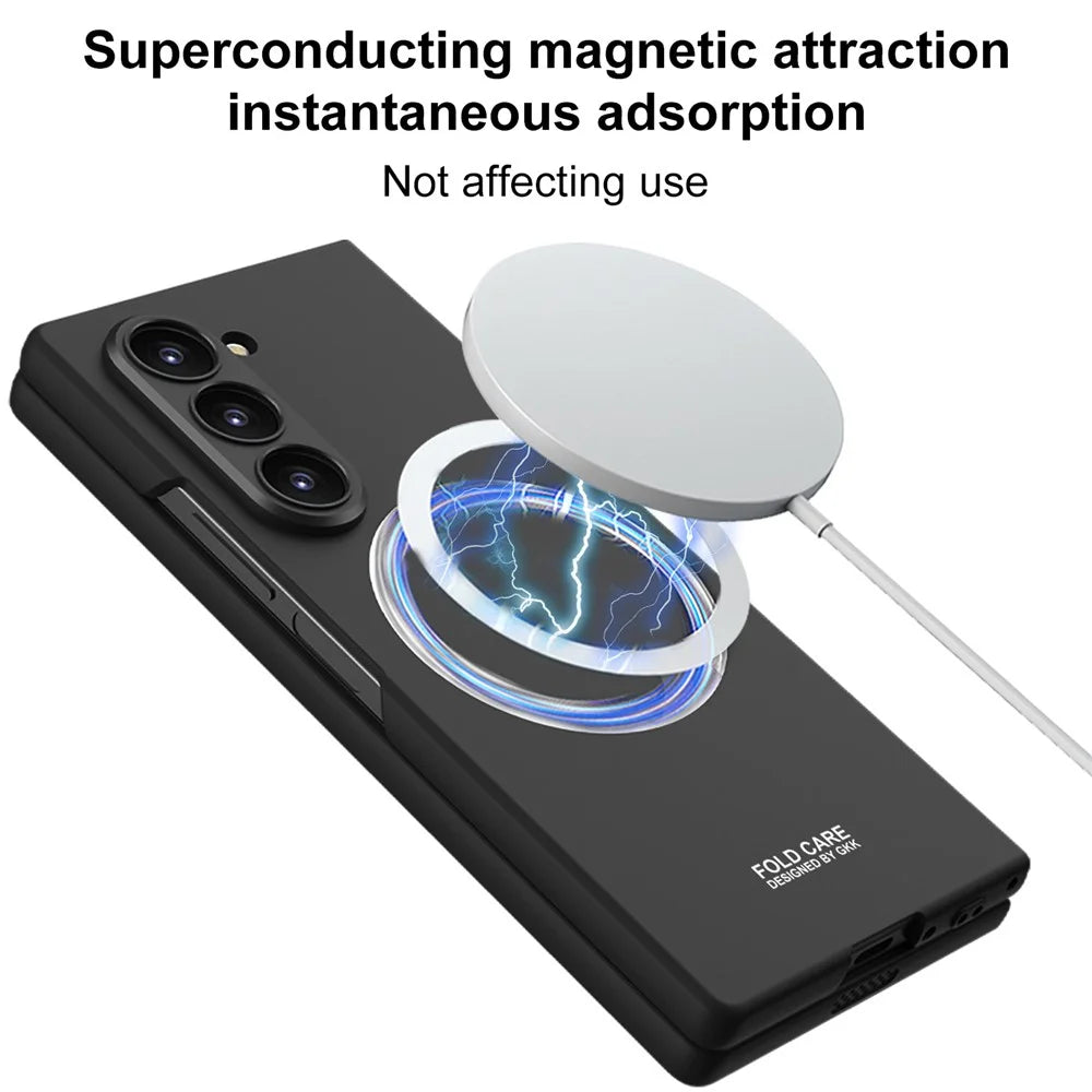 GKK For Samsung Galaxy Z Fold6 5G Magnetic Case PC Phone Cover with Screen Film - Black - 3