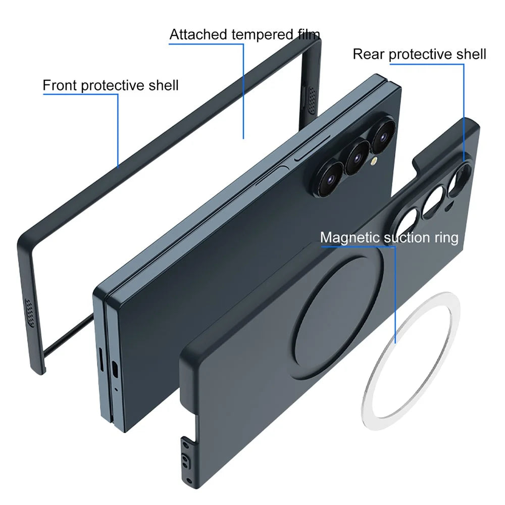 GKK For Samsung Galaxy Z Fold6 5G Magnetic Case PC Phone Cover with Screen Film - Black - 5