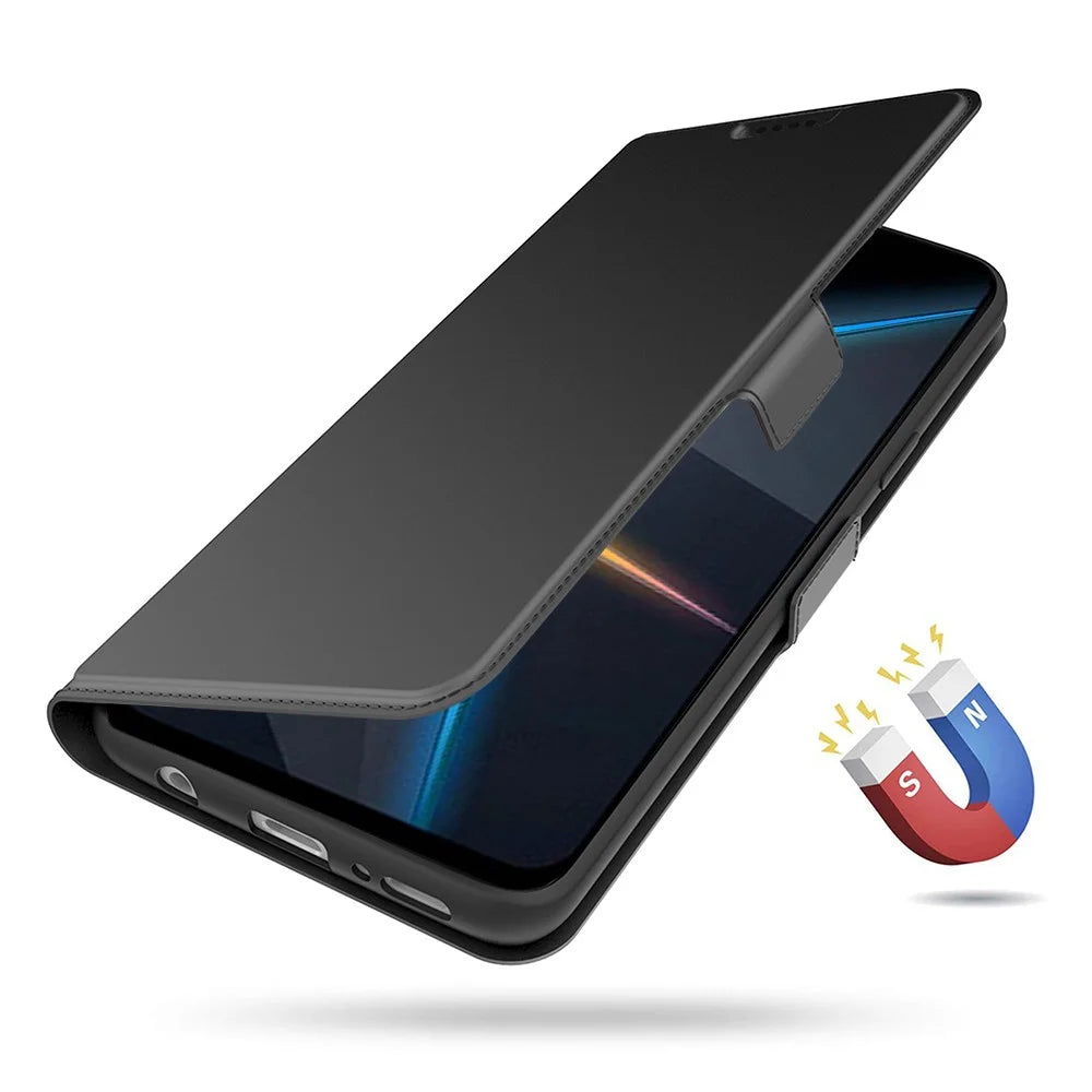For ZTE nubia Focus Case Shockproof TPU Inner Shell Leather Phone Cover Card Slot - Black - 4