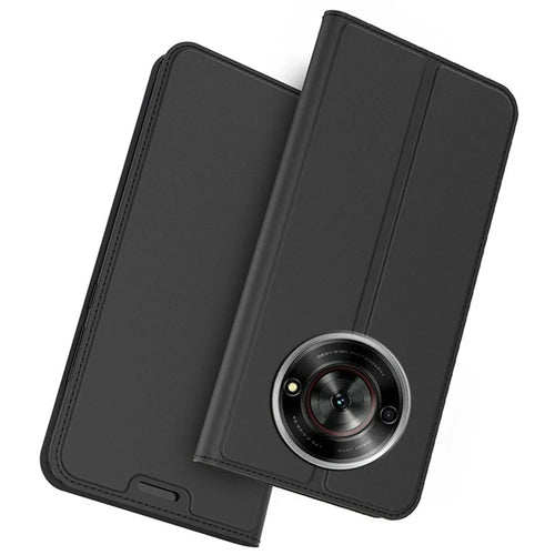 For ZTE nubia Focus Case PU Leather Phone Cover with Card Holder Stand Magnetic Closure - Black - 1