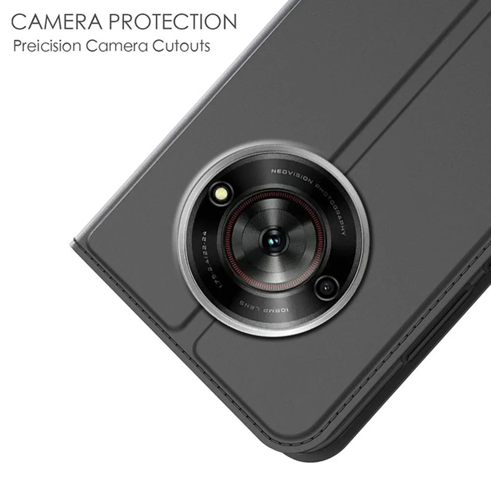 For ZTE nubia Focus Case PU Leather Phone Cover with Card Holder Stand Magnetic Closure - Black - 5