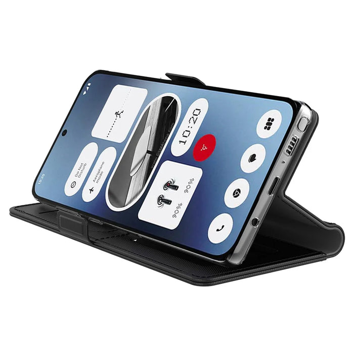 For Nothing CMF Phone 1 Case Stand PU Leather Phone Cover Card Holder Mirror - Black - 2