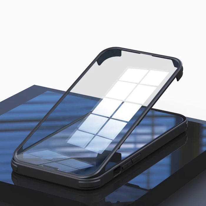 For iPhone 14 Pro Max Single-sided Protection Tempered Glass + TPU Phone Protective Case Anti-drop Shockproof Cover - Black - 2