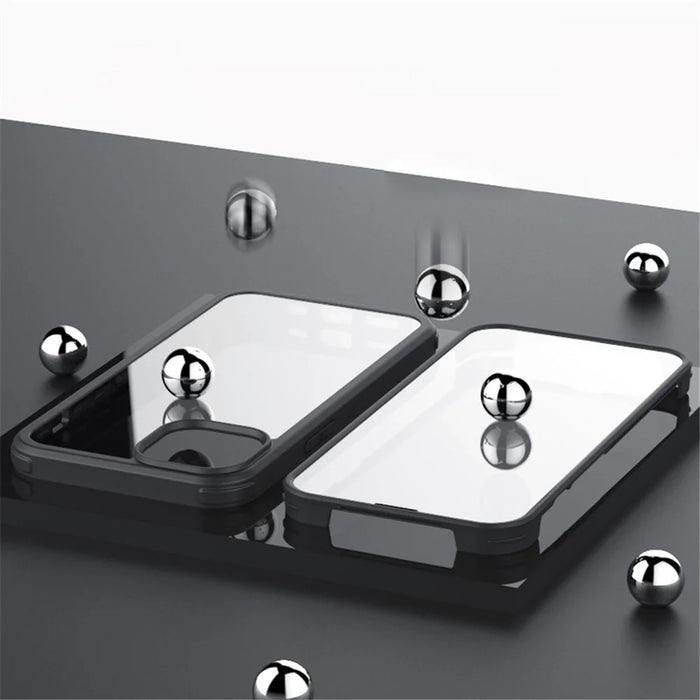 For iPhone 14 Pro Max Single-sided Protection Tempered Glass + TPU Phone Protective Case Anti-drop Shockproof Cover - Black - 3