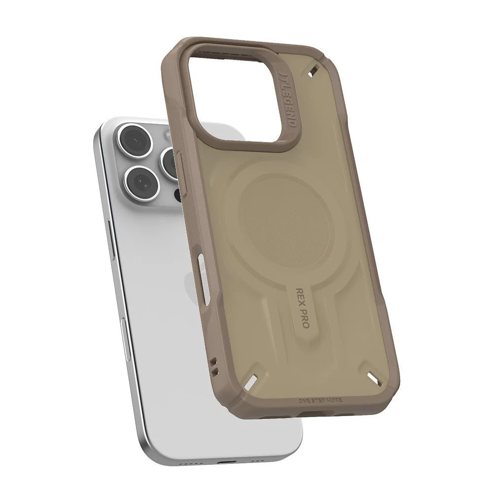 JTLEGEND REX Pro Kooling Mag Series For iPhone 16 Pro Magnetic Case PC+TPU Shockproof Phone Cover - Khaki - 4