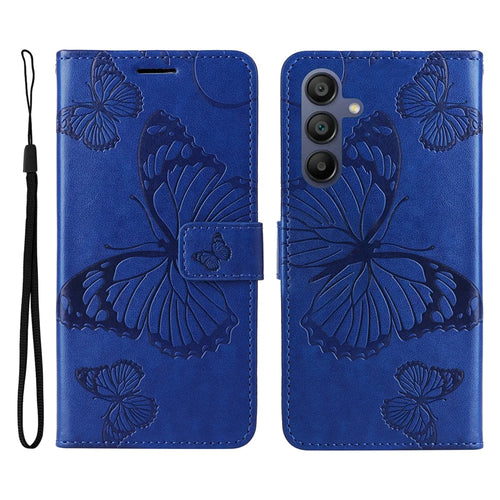 For Samsung Galaxy A18 5G / A17 5G / A17 4G / A26 5G / A16 5G / A16 4G Wallet Case Floral Butterfly Imprinted Leather Phone Cover Stand - Blue - 1