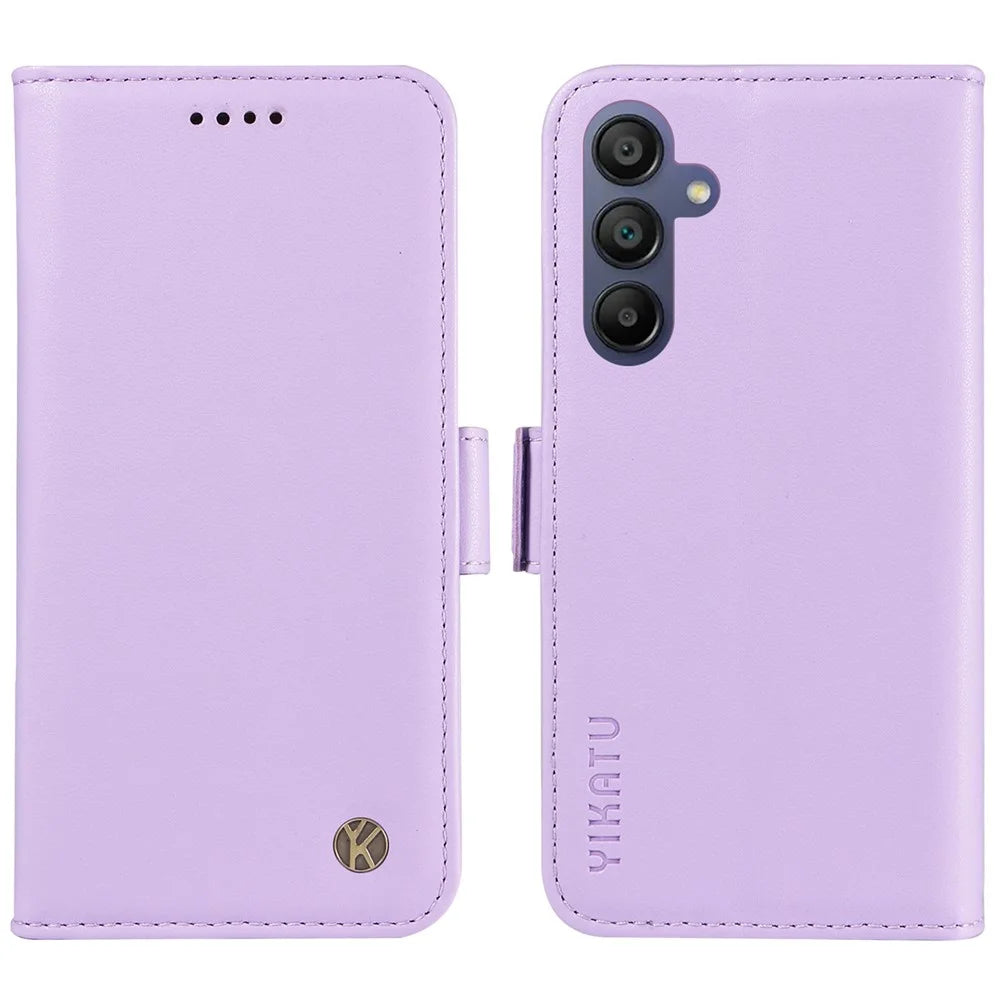 YIKATU YK-003 For Samsung Galaxy A18 5G / A17 5G / A17 4G / A26 5G / A16 5G / A16 4G Case Wallet Stand Leather Phone Cover Side Buckle - Light Purple - 1